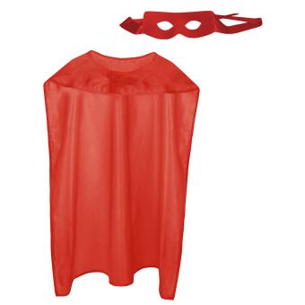 Umhang Held mit Augenmaske, unisex:90cm, rot 