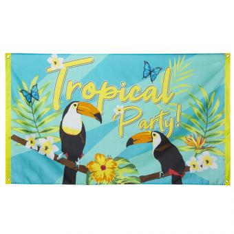 Fahne Tropical party!:90 x 150 cm, mehrfarbig 