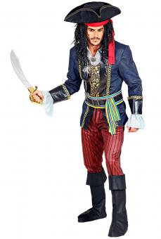 Pirate captain costume with hat:multicolored 
