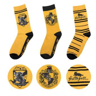 Harry Potter:  Socken 3er-Pack Hufflepuff:3 Stück, US 4-12 / EU 35-45, gelb 