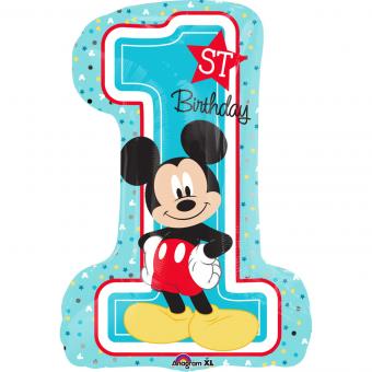 Mickey Mouse Folienballon 1. Geburtstag:71cm, blau 