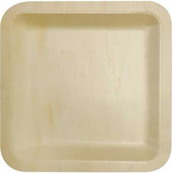 Assiettes en bois, compostable:4 pièce, 21x21cm, natur 