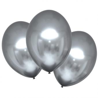 Ballons latex satiné luxe platinum:6 pièce, 27.5cm, argent 