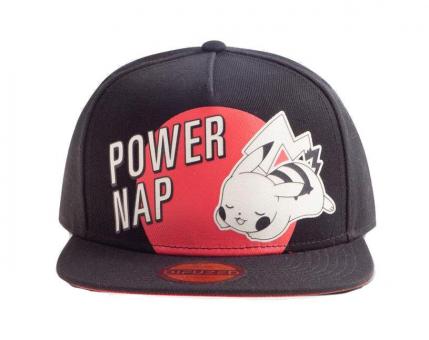 Pokémon:  Snapback Cap Power Nap Pikachu:Grösse verstellbar, schwarz/rot 