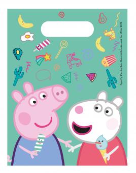 Peppa Pig: Sacs cadeaux avec Peppa Pig et son copine:6 pièce, 16x23cm 