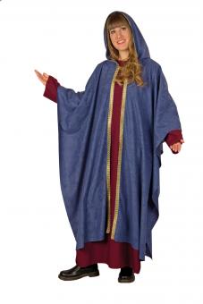 Krippen Kostüm Maria: Kleid und Kapuzenumhang:blau 