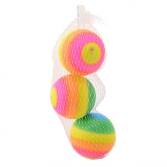 HAPPY PEOPLE: Rainbow balls in the net:3 Item, 8cm 