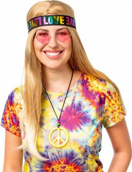 Hippie Set:Stirnband, Sonnenbrille und Halskette 