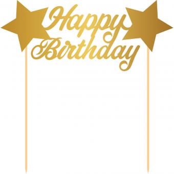 Cake decoration Happy Birthday:16cm, or/gold 