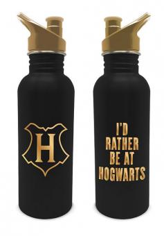 Harry Potter Trinkflasche I'd Rather Be At Hogwarts:700 ml, schwarz 