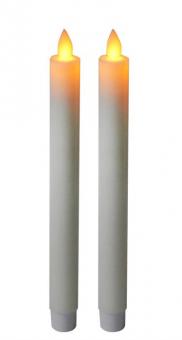 Bougie bâton LED en cire, lot de 2:2 pièce, 24cmx2cm, blanc 
