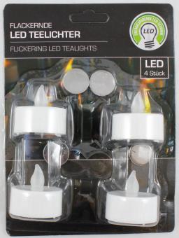 LED tea light set of 4 white candle flickers 