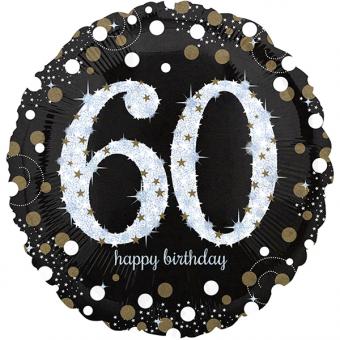Balloon foil 60 Happy Birthday:43cm, black 