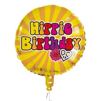 Folienballon Hippie Birthday:45cm, gelb 