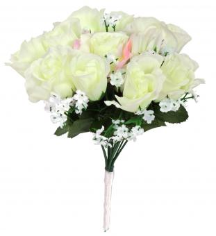 Bouquet de mariée en fleurs artificielles:26cm, blanc 