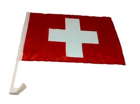 Swiss Cross Flag for the car:2 Item, 30x45cm, red 