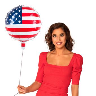 Folienballon Stars and Stripes rund zweiseitig bedruckt: Fanartikel USA:45 cm 