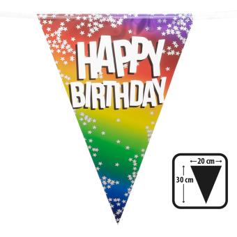 Foil pennant chain Happy Birthday:6 m, multicolored 