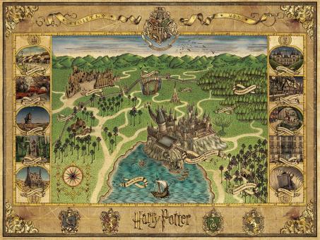 Harry Potter puzzle Carte de Poudlard:80 x 60 cm//1500 Teile 
