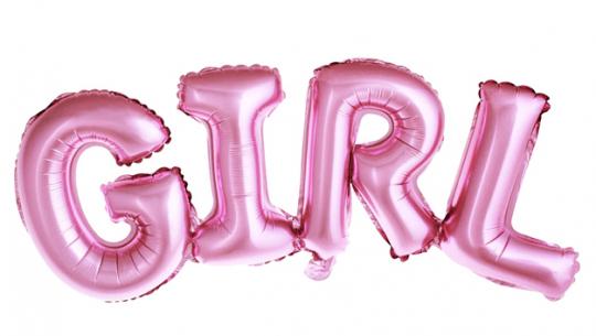 Ballon feuille Girl:74x33cm, pink/rose 