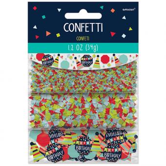 Confettis joyeux anniversaire:34g, multicolore 