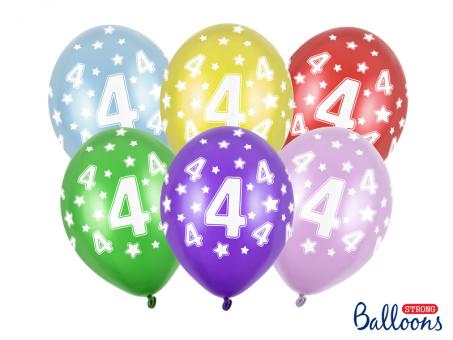 4. Geburtstag Luftballons:6 Stück, 30cm, bunt 