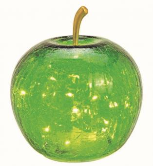 Apfel mit 20 LED aus Glas:16x17x16cm, grün 