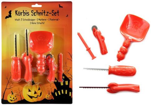 Halloween pumpkin carving set 5 pcs.:18x28x1cm, red 