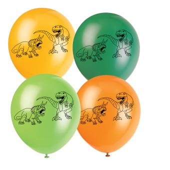 Dino Ballons latex:8 pièce, 30 cm, multicolore 