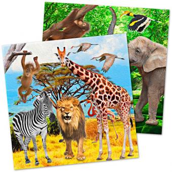 Serviettes de fête Safari:20 pièce, 33 x 33 cm, multicolore 