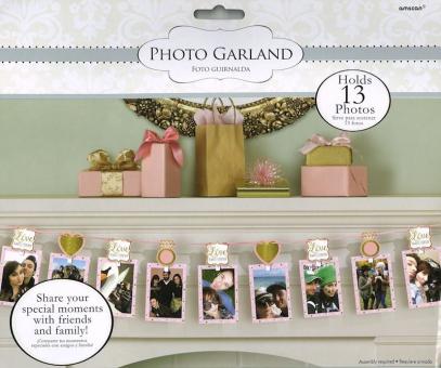 Photo garland with glitter decoration for 13 photos:3.65m, rosegold 