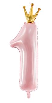 Folienballon Nummer 1:37 x 100 cm, rosa 