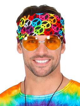 Peace sign hippie headscarf bandana:55 x 55 cm, colorful 