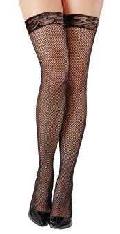 Hold-up fishnet with lace:black 