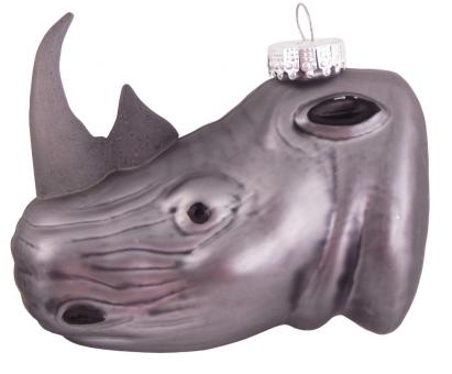 Nashornkopf mit natürlicher Dekoration:10cm, mehrfarbig 