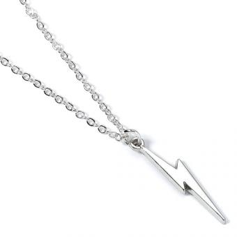 Harry Potter Pendant & Necklace: Lightning Bolt (silver plated):15 mm 