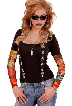 Manchons tatouage Crâne et Roses: 1 paire:color 