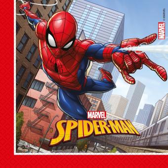 Spiderman Servietten: Kindergeburtstag Partydeko:20 Stück, 33 x 33 cm, mehrfarbig 