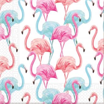 Flamingo Servietten: FSC zertifiziert:20 Stück, 33x33cm, mehrfarbig 