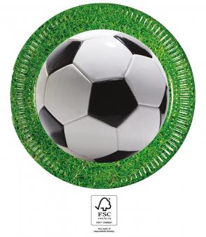Fussball Partyteller: FSC zertifiziert:8 Stück, 23 cm, mehrfarbig 