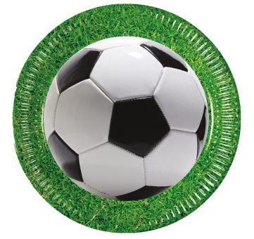 Fussball Partyteller:FSC zertifiziert:8 Stück, 23 cm, mehrfarbig 