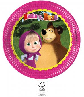 Masha&Bear Partyteller: FSC zertifiziert:8 Stück, 23cm, mehrfarbig 