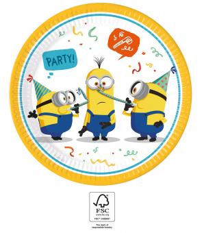 Minions Party plates: FSC certified:8 Item, 23cm, multicolored 
