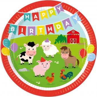 Farm Party plates:FSC certified:8 Item, 23cm, multicolored 