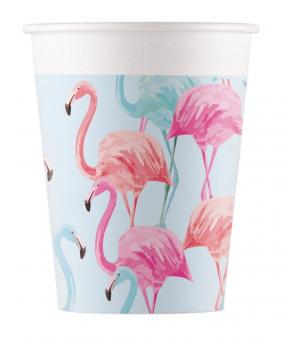 Flamingo Partybecher:FSC zertifiziert:8 Stück, 200ml, mehrfarbig 