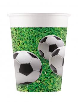 Gobelets de fête en papier de football : Certifiés FSC:8 pièce, 2 dl, vert/blanc 