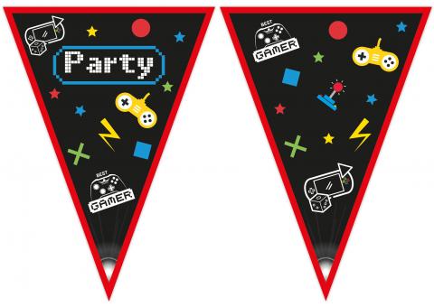 Gaming Wimpel Girlande:Geburtsagsdeko Kinderparty:2.3 m, mehrfarbig 