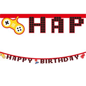Gaming Happy Birthday Girlande: Geburtsagsdeko Kinderparty:200 cm, mehrfarbig 