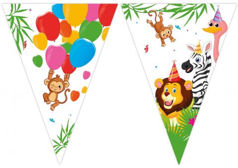 Safari Wimpelgirlande:FSC zertifiziert:2.3m, mehrfarbig 