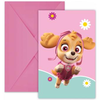 Paw Patrol: Skye and Everest Invitation cards with Enveloppe:FSC certified:6 Item, 9.5 x 14 cm, pink 